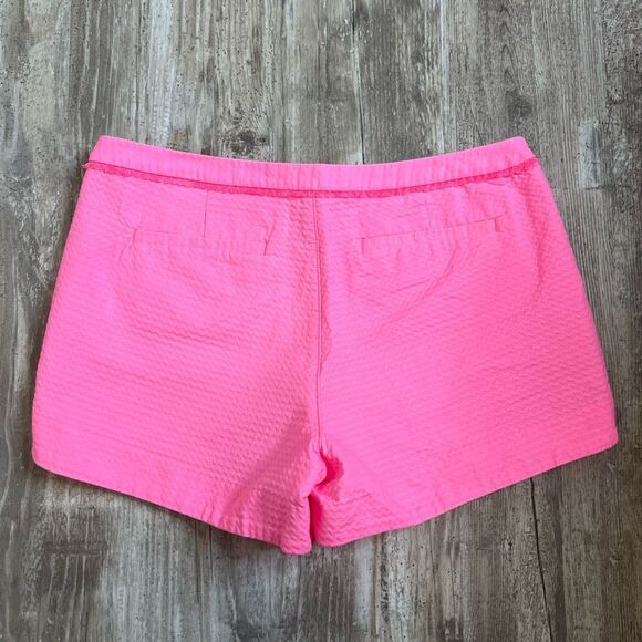 Lilly Pulitzer Adie Pink Sunset Textured Fringe Flat Front Cotton Shorts Size 8 - Picture 3 of 5